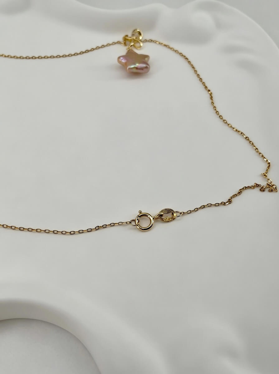 A Touch of Stardust Handcrafted Pink Pearl Necklace