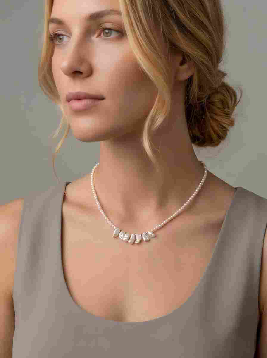 Siren’s Song Handcrafted Keshi & Freshwater Pearl Choker Necklace
