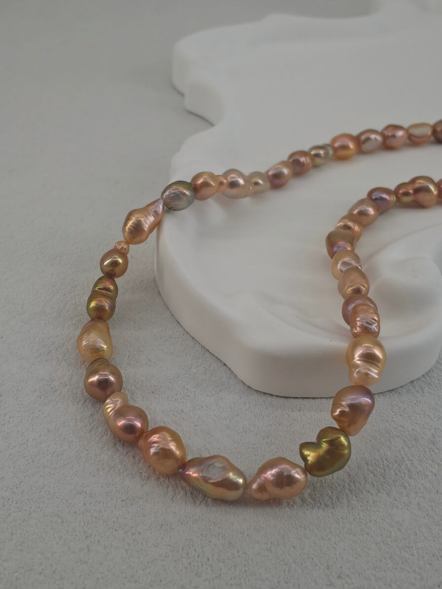 Sun-Kissed Earth & Sea Keshi Necklace