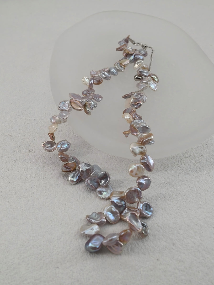 Luminous Baroque Pearl Statement Necklace – Handcrafted Irregular Freshwater Pearls