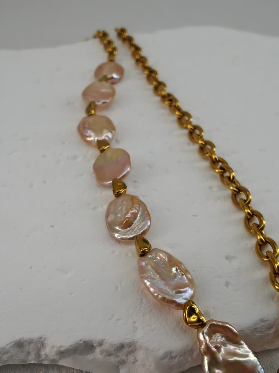 The Siren’s Wake • Handmade Keshi Baroque Pearl Statement Necklace