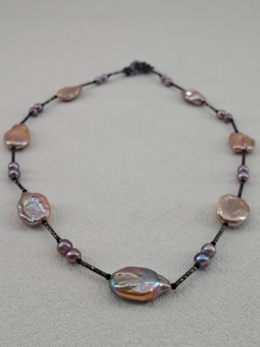 Cosmic Luster: Handmade Natural Baroque Pearl Choker / Necklace | YI+ jewelry