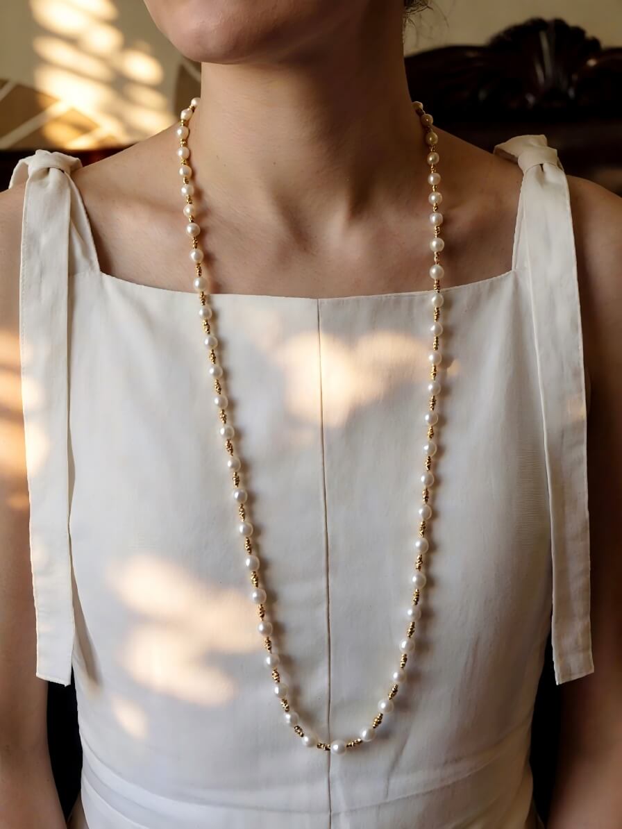 French Vintage Luxury: Handmade Double-Strand Pearl Choker | YI+ jewelry
