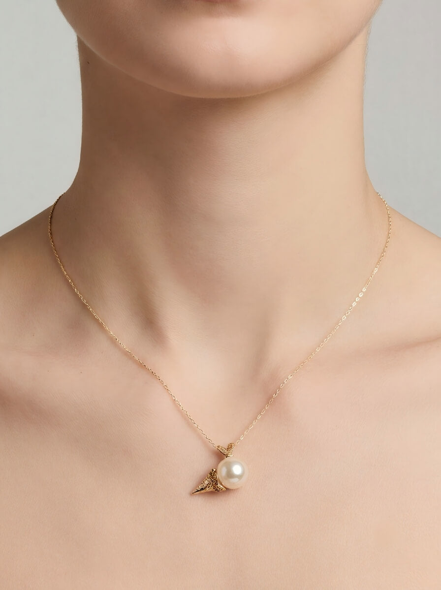 Handcrafted "Sweet Summer" Pearl Ice Cream Cone Pendant Necklace