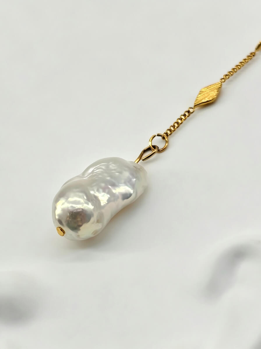 Liquid Moonlight Handcrafted Baroque Pearl Lariat Necklace