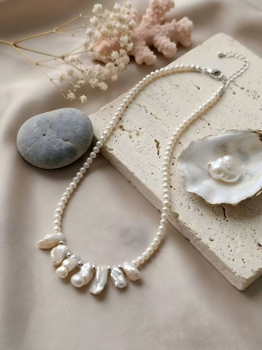 Siren’s Song Handcrafted Keshi & Freshwater Pearl Choker Necklace