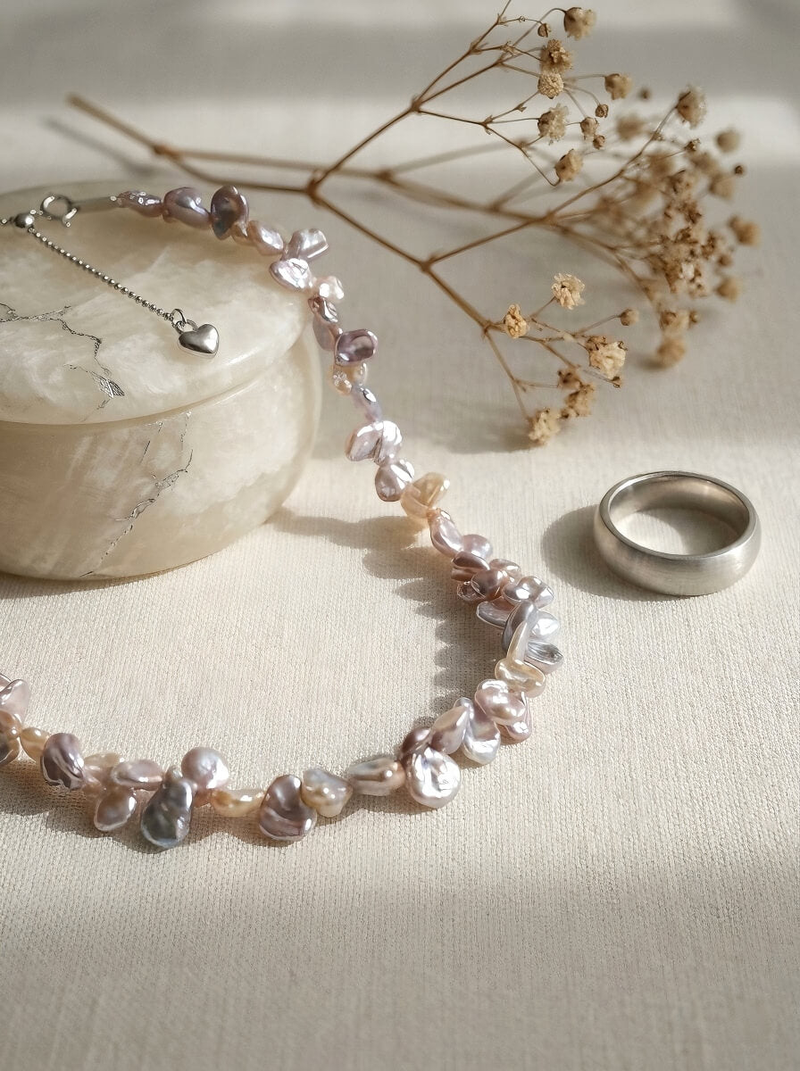 Luminous Baroque Pearl Statement Necklace – Handcrafted Irregular Freshwater Pearls