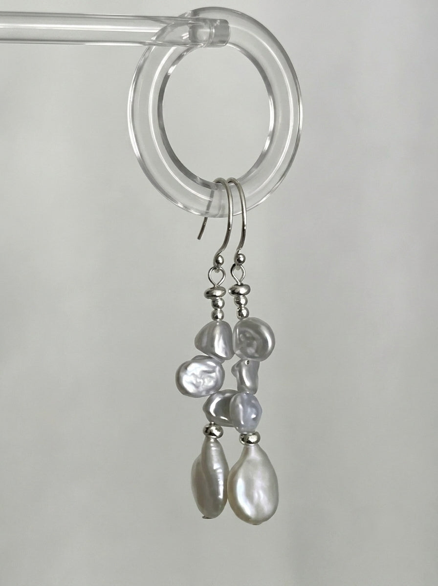 Ocean’s Whisper Handcrafted Baroque Pearl Drop Earrings in Sterling Silver