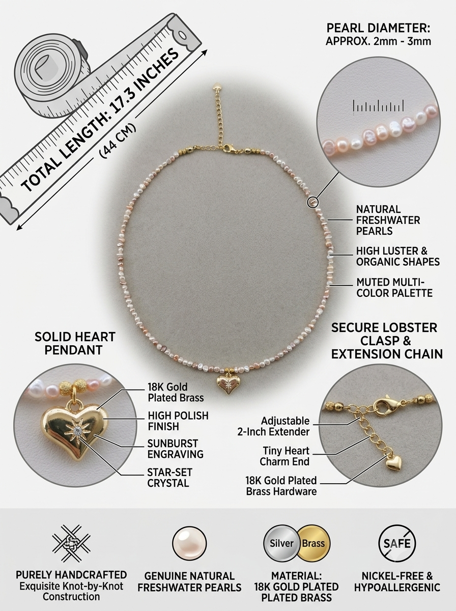 Aura Heart Handcrafted Multi-Color Natural Freshwater Pearl