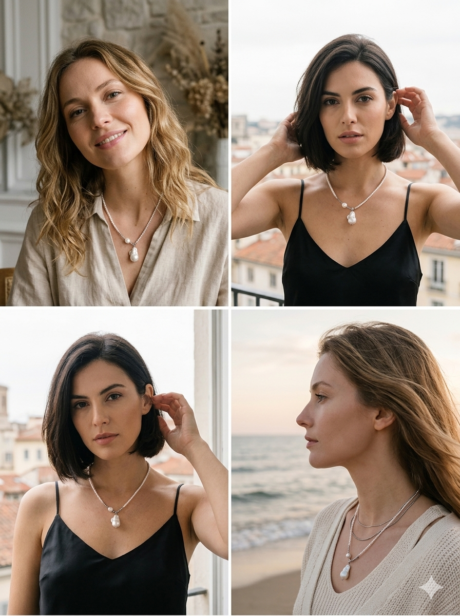 The "Ocean Whisper" Asymmetric Baroque Pearl & Seed Pearl Handmade Necklace