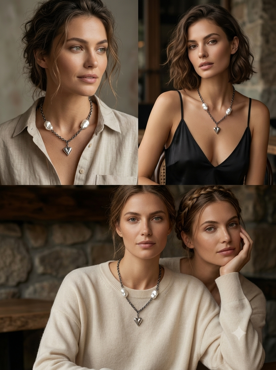 Handcrafted Baroque Pearl & Industrial Chain Choker