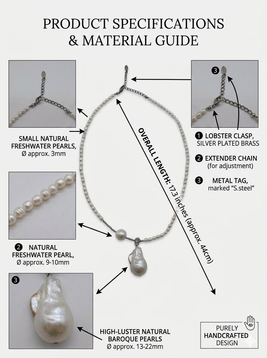 The "Ocean Whisper" Asymmetric Baroque Pearl & Seed Pearl Handmade Necklace