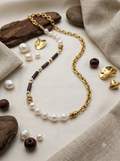 Echoes of Earth Handcrafted Baroque Pearl & Asymmetric Chain Necklace