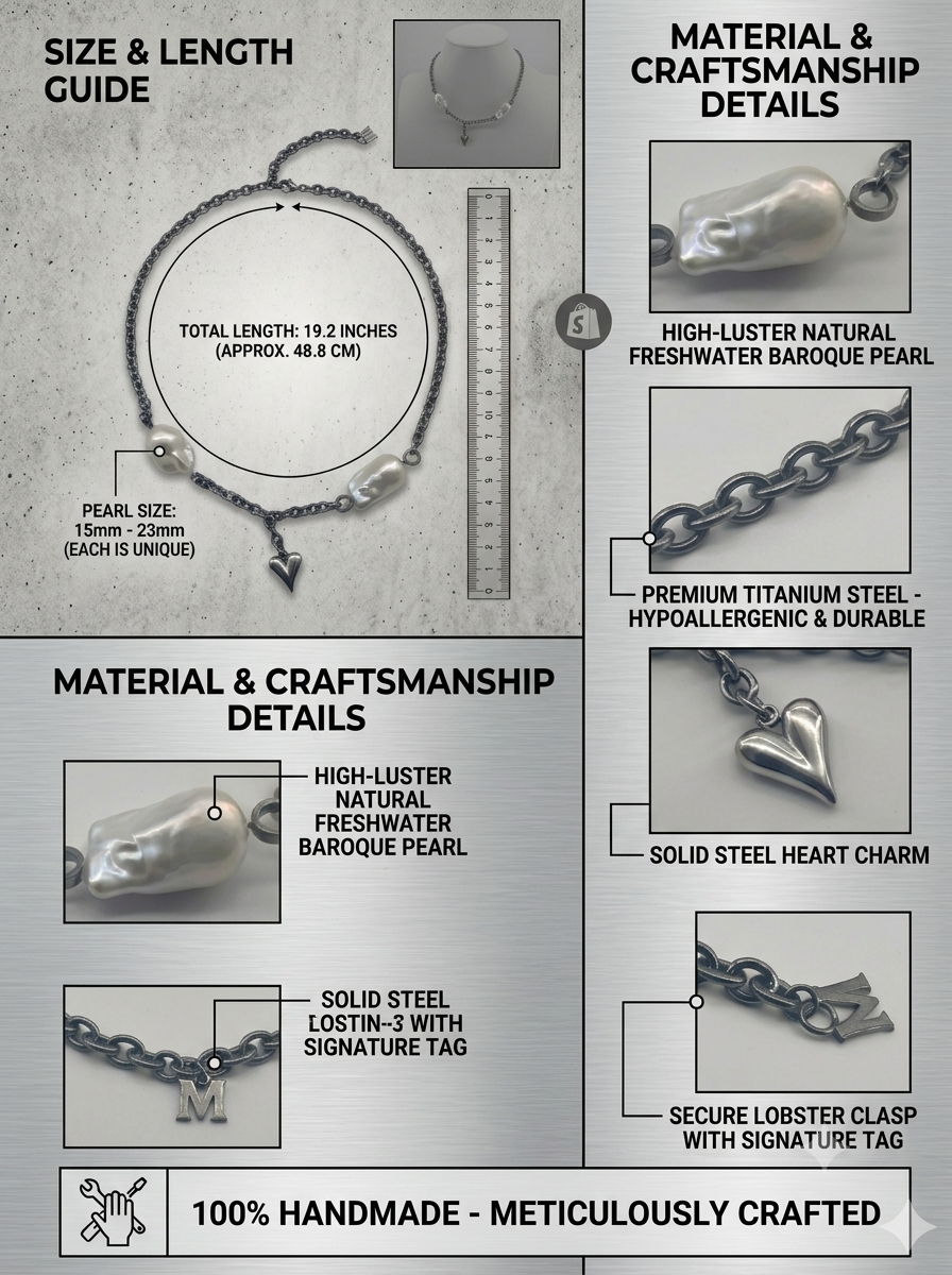 Handcrafted Baroque Pearl & Industrial Chain Choker