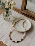 Echoes of Earth Handcrafted Baroque Pearl & Asymmetric Chain Necklace