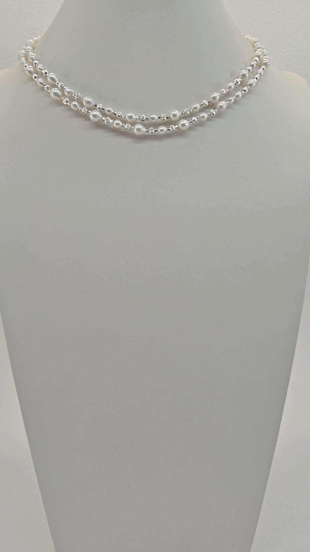 "Moonlit Echo" Hand-Linked Pearl Necklace