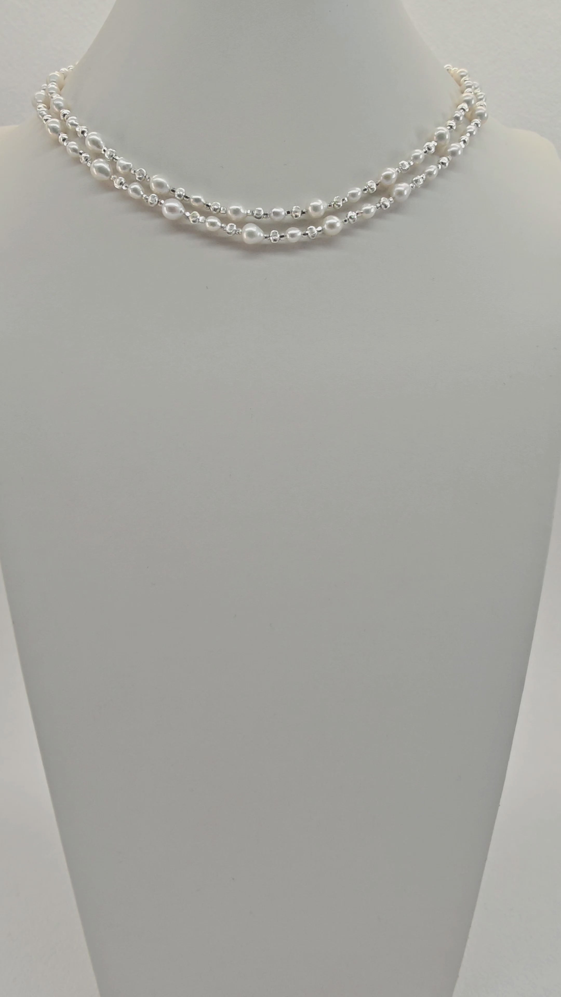 "Moonlit Echo" Hand-Linked Pearl Necklace