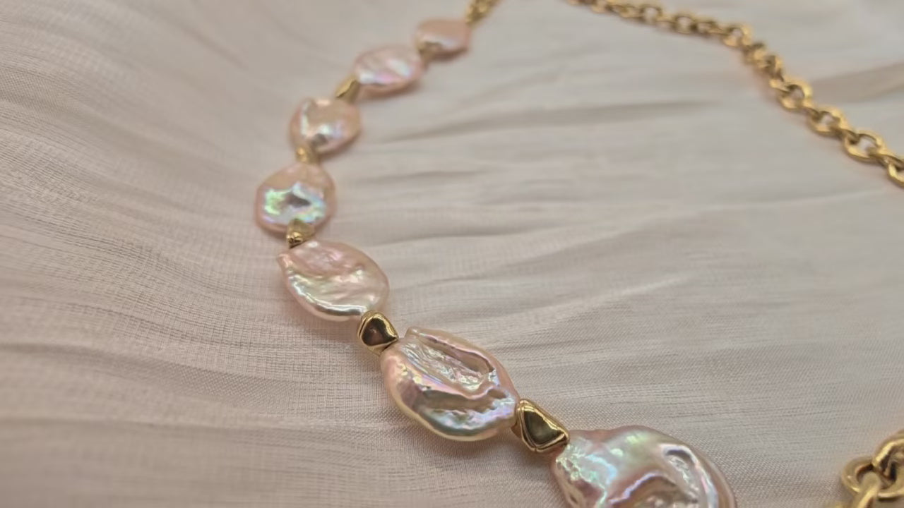 The Siren’s Wake • Handmade Keshi Baroque Pearl Statement Necklace
