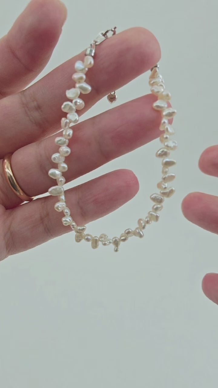 The Driftwood Pearl Bracelet – Artisan Handwoven Natural Keshi Pearls