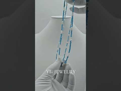Ocean Breeze – Handmade Double-Layer Blue Zircon & Freshwater Pearl Necklace