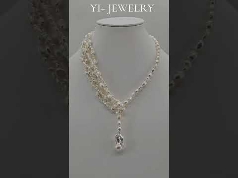 The Serpentine Tide Handcrafted Baroque Pearl Lariat Necklace