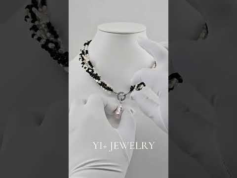 Midnight Baroque Choker – Handcrafted Natural Pearl & Black Spinel Statement Necklace