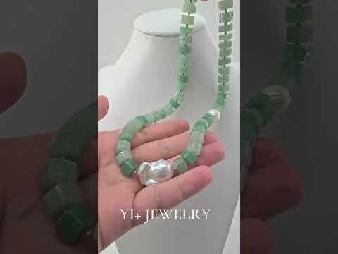 Eternal Meadow — Handmade Natural Green Strawberry Quartz & Luminous Freshwater Pearl Choker