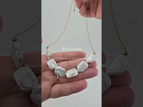 "Ethereal Ripples" Hand-Crafted Baroque Pearl Minimalist Necklace