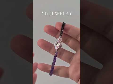 Handcrafted Asymmetric Amethyst & Black Spinel Bracelet with Keshi Baroque Pearl