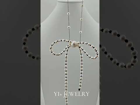 The Midnight Bow | Handcrafted Freshwater Pearl & Black Spinel Necklace